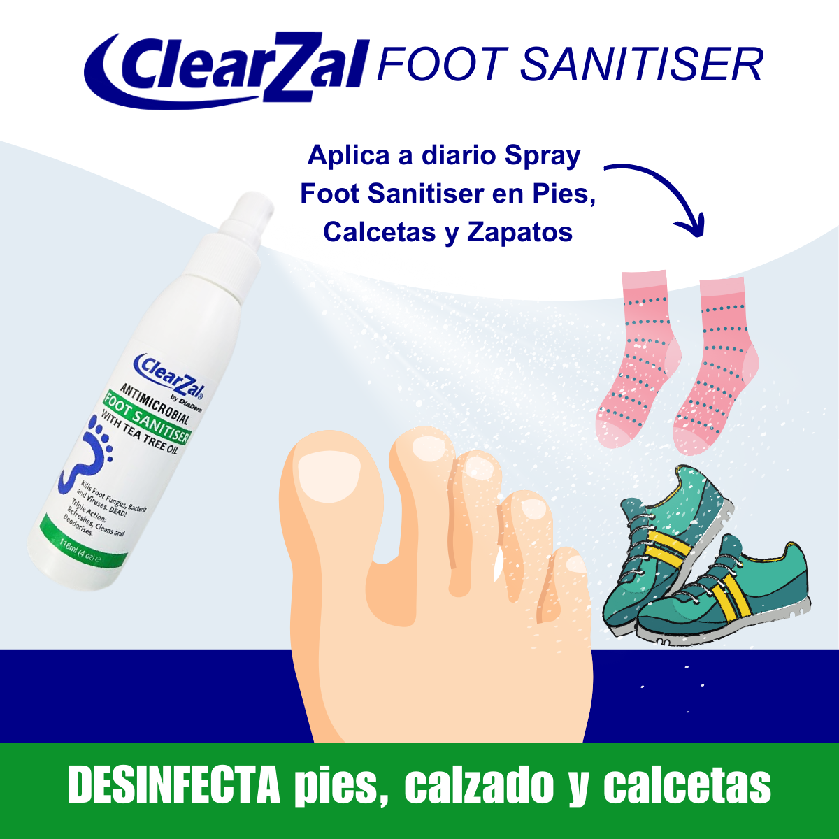 ClearZal Spray Antimicrobial Foot Sanitiser