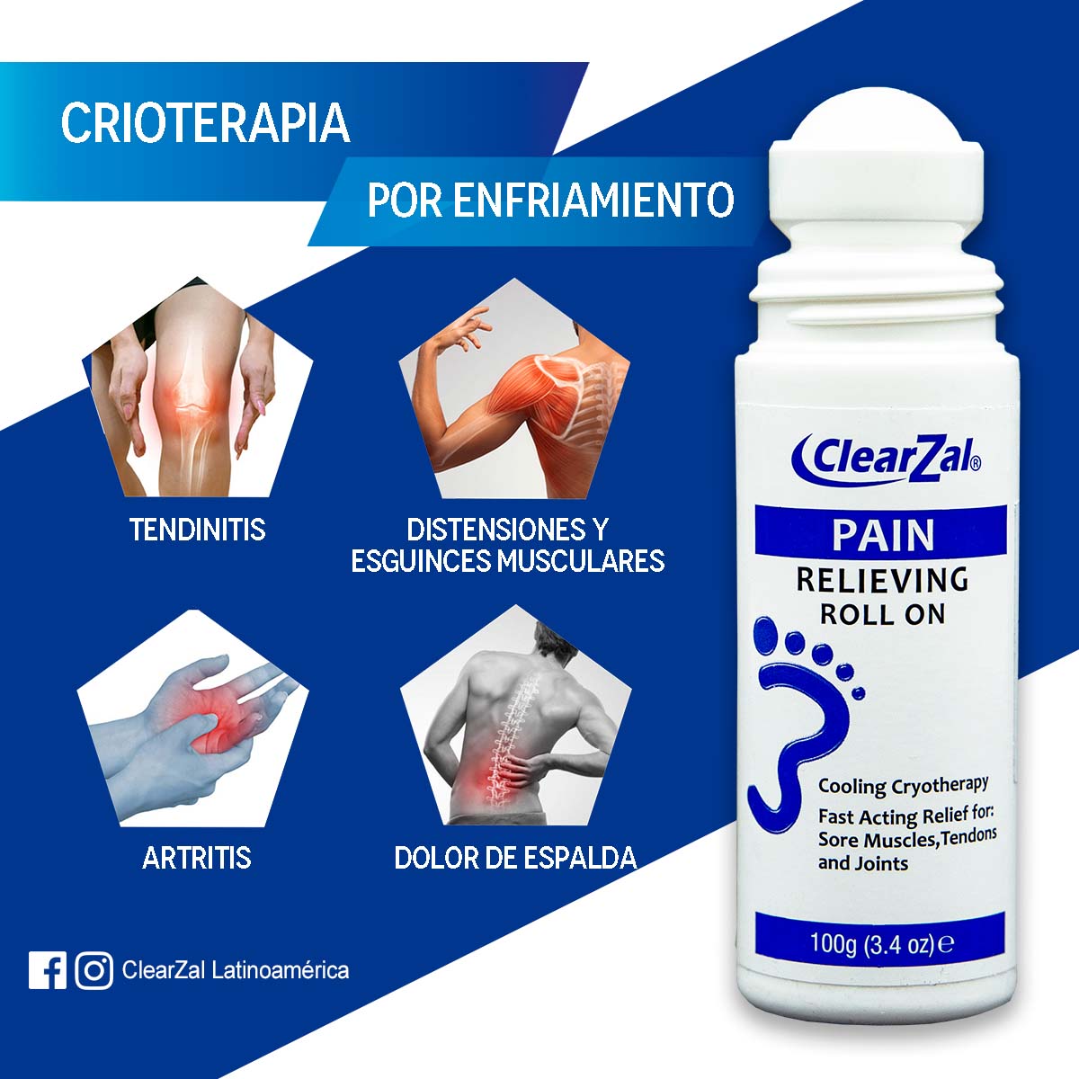 ClearZal Roll On para Alivio de Dolor Muscular