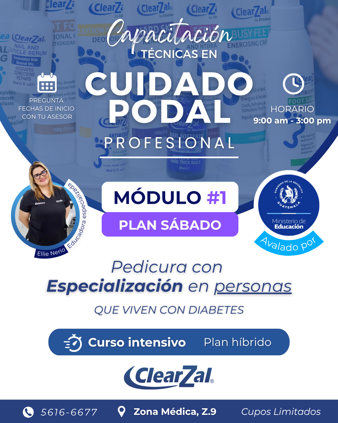 Programa de clases PLAN SÁBADO en Cuidado Podal Profesional con ClearZal